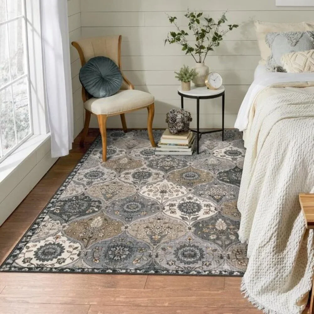 New 3x5 Moroccan Trellis Washable Rug Non-Slip Carpet for Home, Room & Entryway